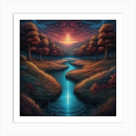 River In The Forest 45 Art Print