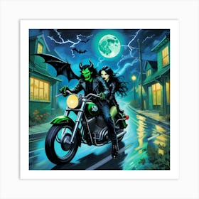 Devil On A Motorcycle 1 Art Print