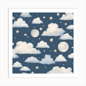 Clouds And Stars Art Print