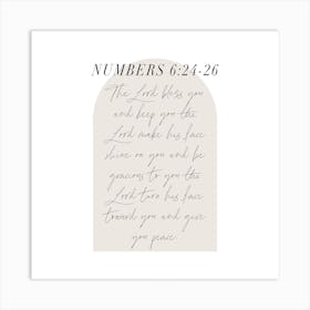The Lord bless you and keep you. -Numbers 6:24-26 Minimal Boho Beige Arch Script Art Print