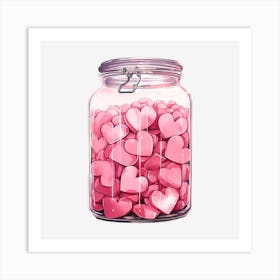 Pink Hearts In A Jar 3 Art Print