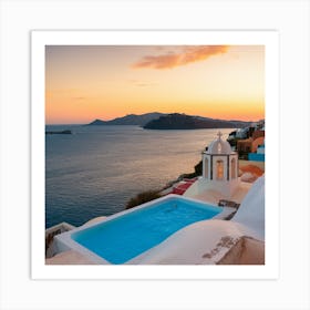 Mykonos Ocean view sunset 3 Art Print