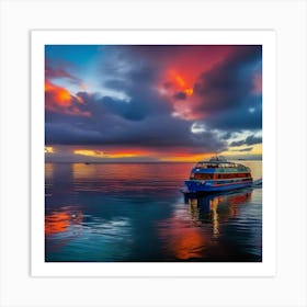 Sunset On A Boat 25 Art Print