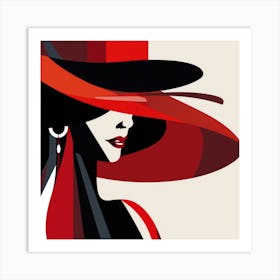 Woman In Red Hat Art Print