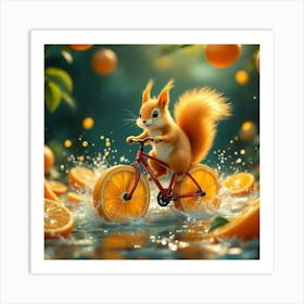 Squirrel On A Bicycle Art Print