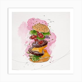 Watercolor Burger Illustration Art Print