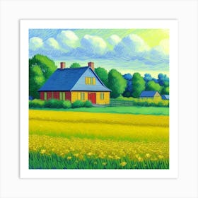 Fields of Tranquility A Farmhouse Escape Blooming Field Art Print