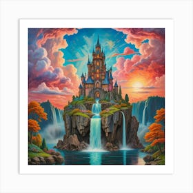 Enchanted Heights The Castle Of Cascading Waters (16) Art Print