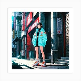 Anime Girl In A City Art Print