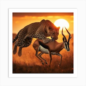 Leopard And Antelope Art Print