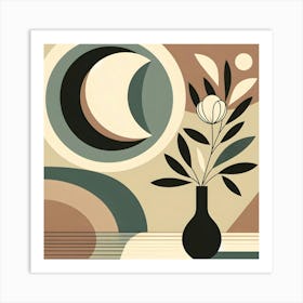 Moon In A Vase In Boho Art 1 Art Print