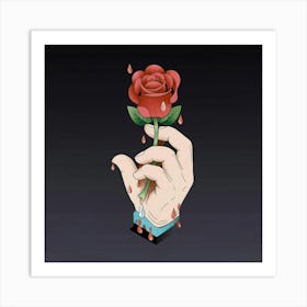 Hand Holding A Rose Art Print