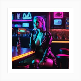 Cyberpunk Neon Girl 2 Art Print