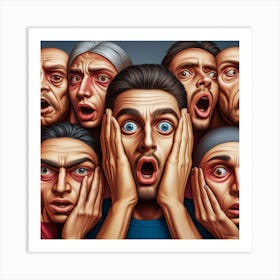 Group Of Surprised Faces Art Print