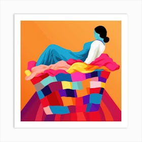 Woman In A Basket 4 Art Print