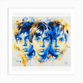 Three Boys In Blue Art Print