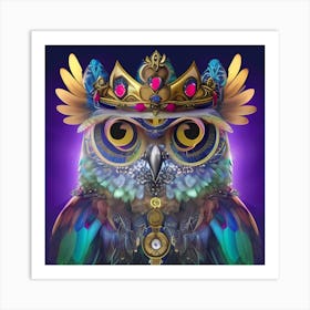 Owl With Crown Art Print