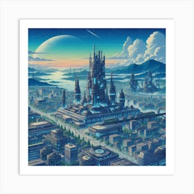 Anime Landscape With Futuristic Technology (4) Art Print