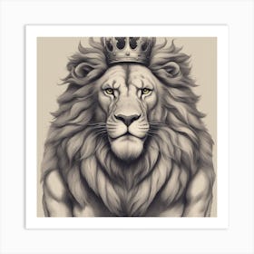 Lion With Crown and muscles Art Print