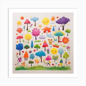 Colorful children's drawings 3 Art Print