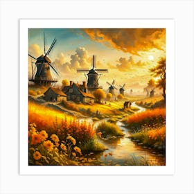 Windmills In The Countryside Art Print