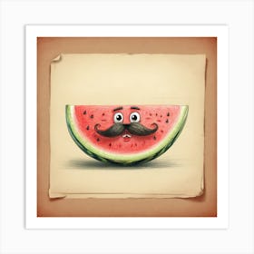 Watermelon With Mustache 1 Art Print