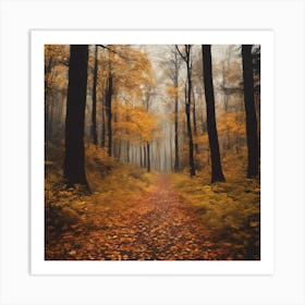 Foggy Autumn Forest Art Print