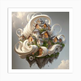 Mountain village sea waves tsunami 13 Art Print