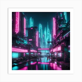 Urban Neon Metropolis Art Print