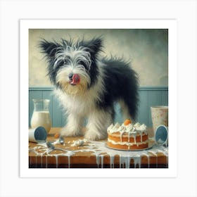 Dog With Cake Art Print