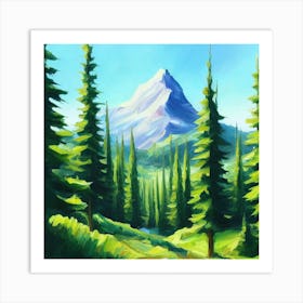 Path To The Mountains trees pines forest 12 Art Print