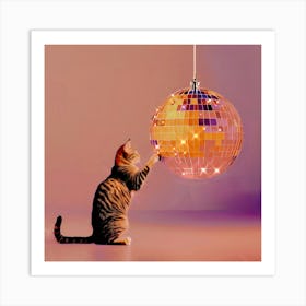 Disco Ball Cat 1 Art Print