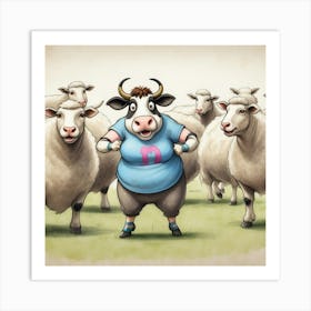 Girl With A Sheep Art Print