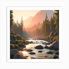 River In The Mountains Art Print