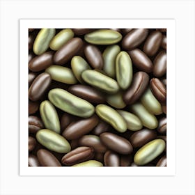 Seamless Pattern Of Coffee Beans 4 Art Print