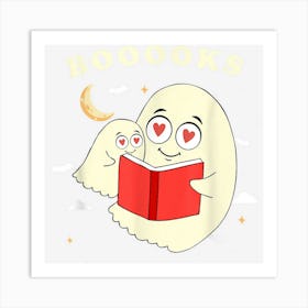 Funny Halloween Booooks Ghost Reading Library Books Teacher Art Print