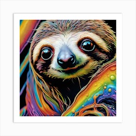 Rainbow Sloth Art Print