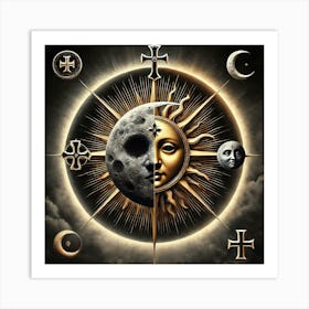 Sun, Moon And Stars Art Print