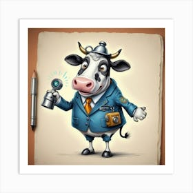 Cow In A Suit 8 Art Print