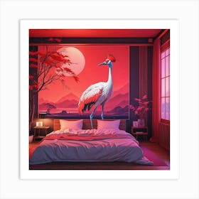 Crane In A Bedroom Art Print