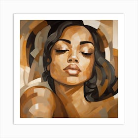 Woman With Eyes Closed 3 Art Print