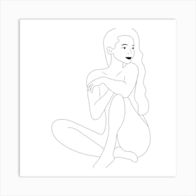 Nude Woman Sitting Art Print