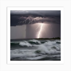 Lightning Over The Ocean 6 Art Print