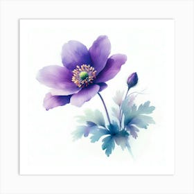 Purple Anemone Flower Art Print