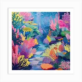 David Hockney Style. Coral Reef. Art Print