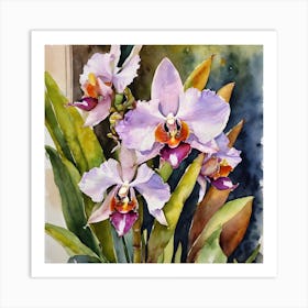 Catasetum Orchids Water Colour 1 Art Print