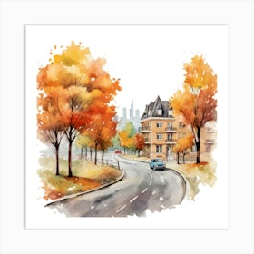 Watercolor Autumn Painting 1 Art Print