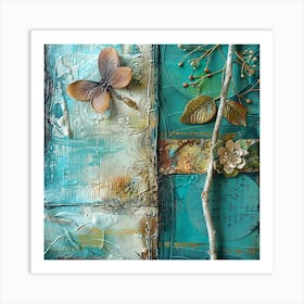 Textured Mixed Media Collage 0 Art Print