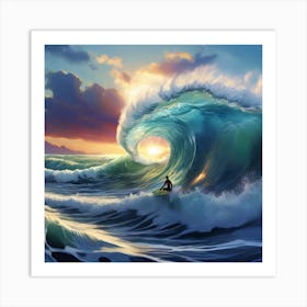 Surfer On A Wave Art Print