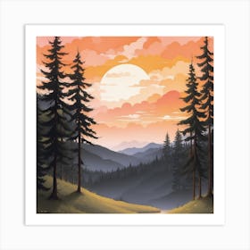 Sunset In The Mountains Art Print